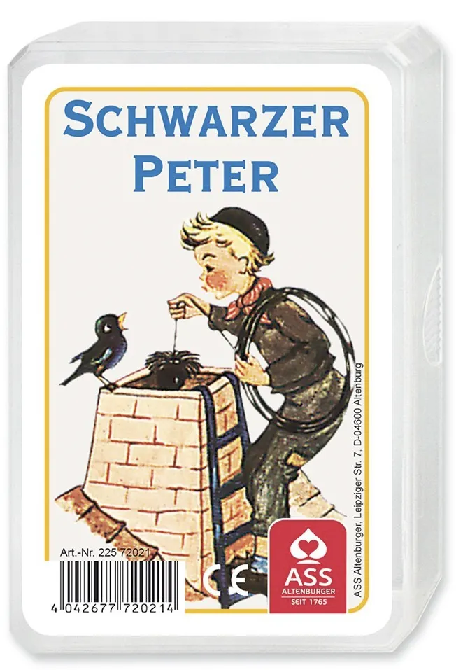 The classic German children's card game Schwarzer Peter by ASS Altenburger, showing a chimney sweep boy on the cover.