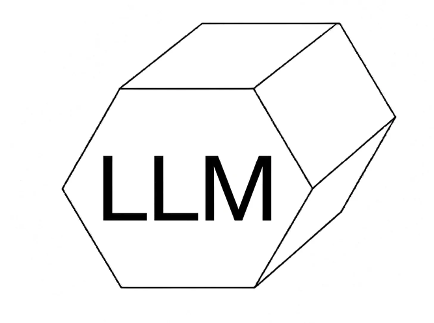 LLM-Symbol für Architekturdiagramme — hexagonaler Zylinder mit Beschriftung LLM, entworfen von Bianca J. Schulz
